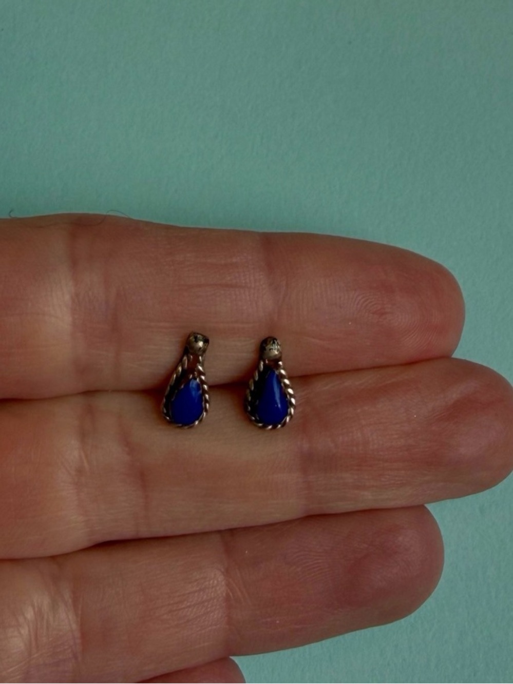 Classic Teardrop Blue Stone Sterling Earrings